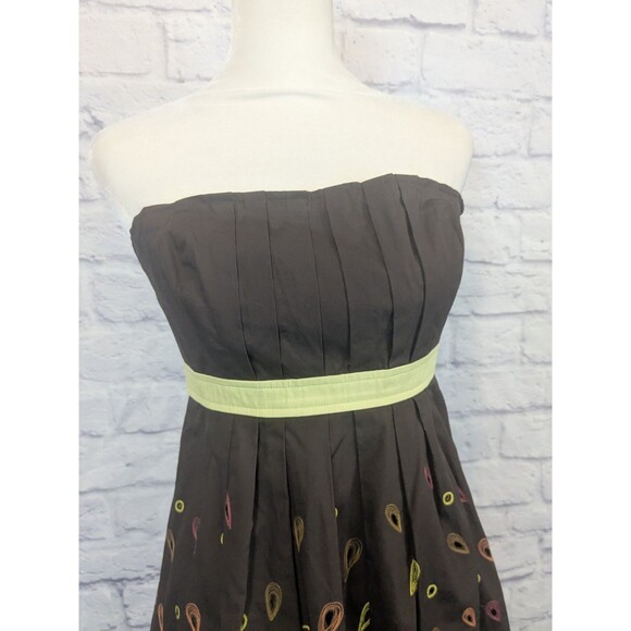 Anthropologie Y2K Brown Contrast Embroidered Trim Eyelet Sleeveless Dress Sz 4 - Picture 9 of 9